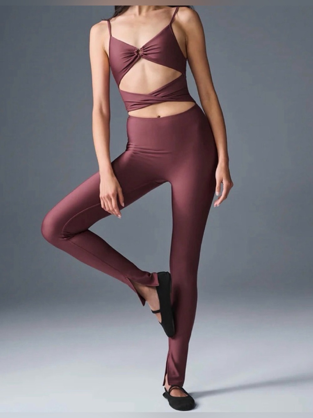 NWOT ALO Yoga Airlift A-List Onesie size Small in Burgandy Truffle